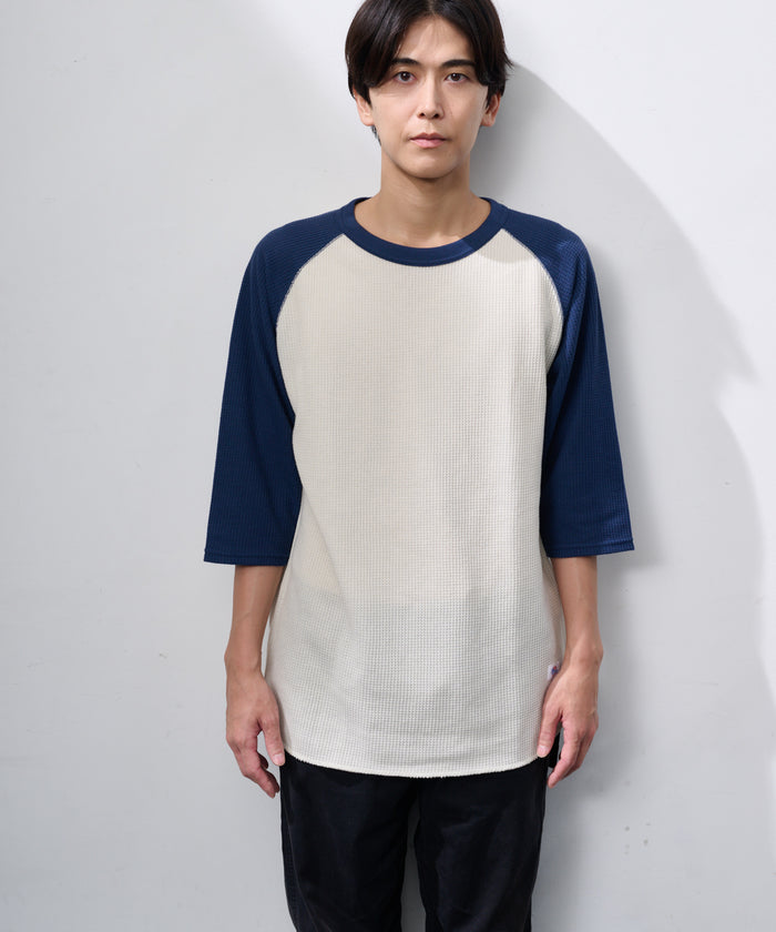 ワッフル7分袖クレリッククルー #JG011-12S