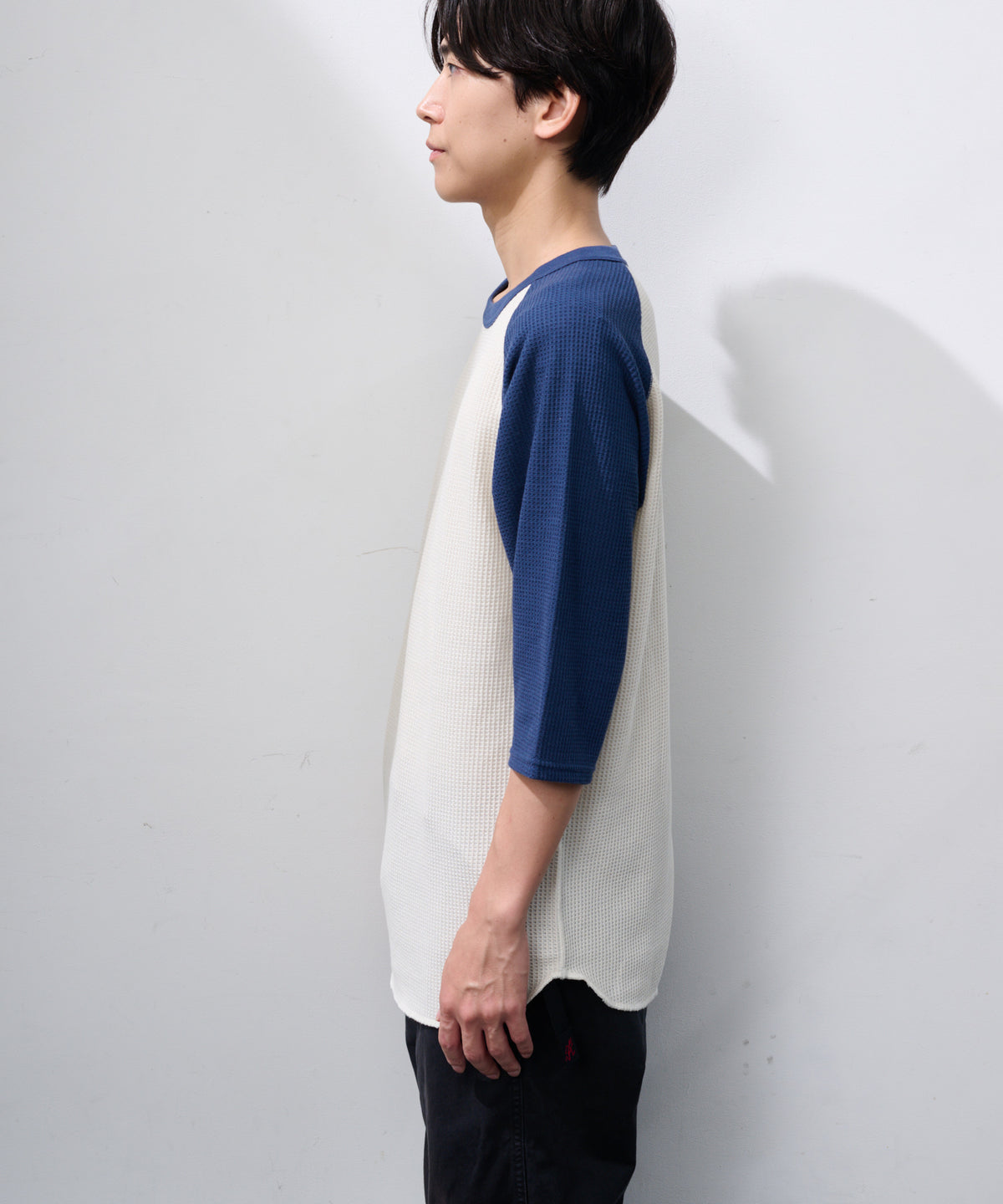 ワッフル7分袖クレリッククルー #JG011-12S