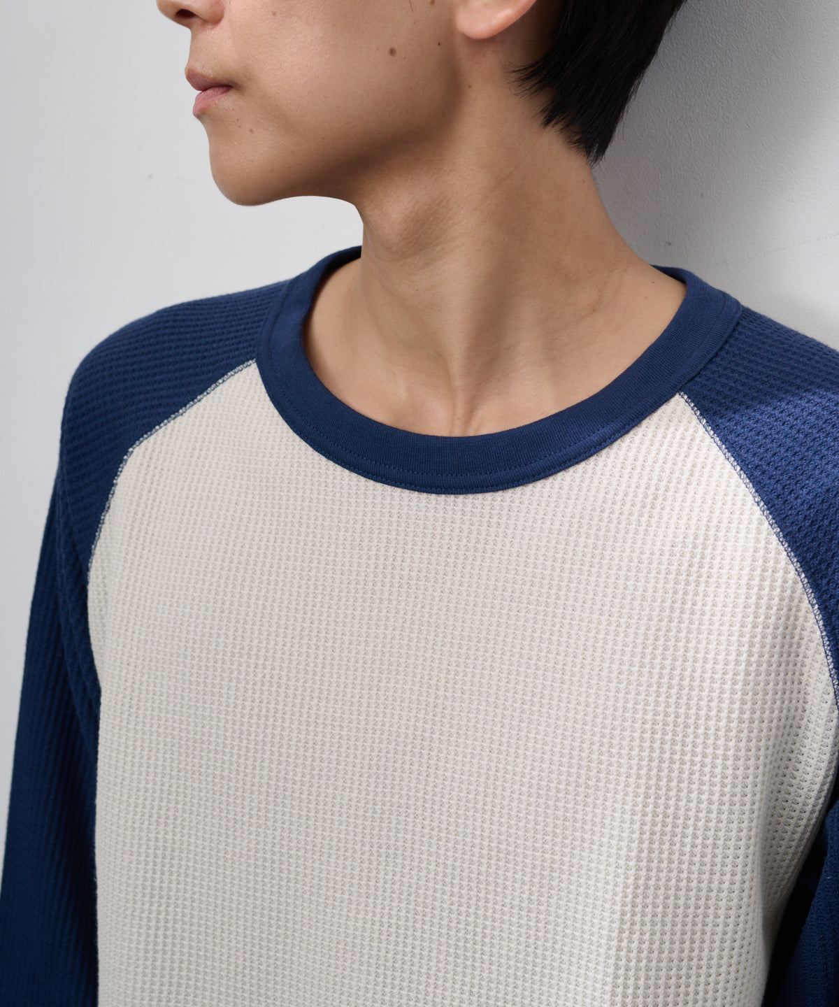 ワッフル7分袖クレリッククルー #JG011-12S