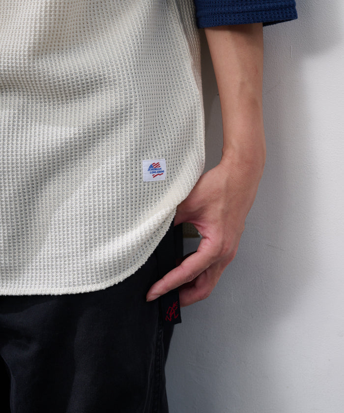 ワッフル7分袖クレリッククルー #JG011-12S
