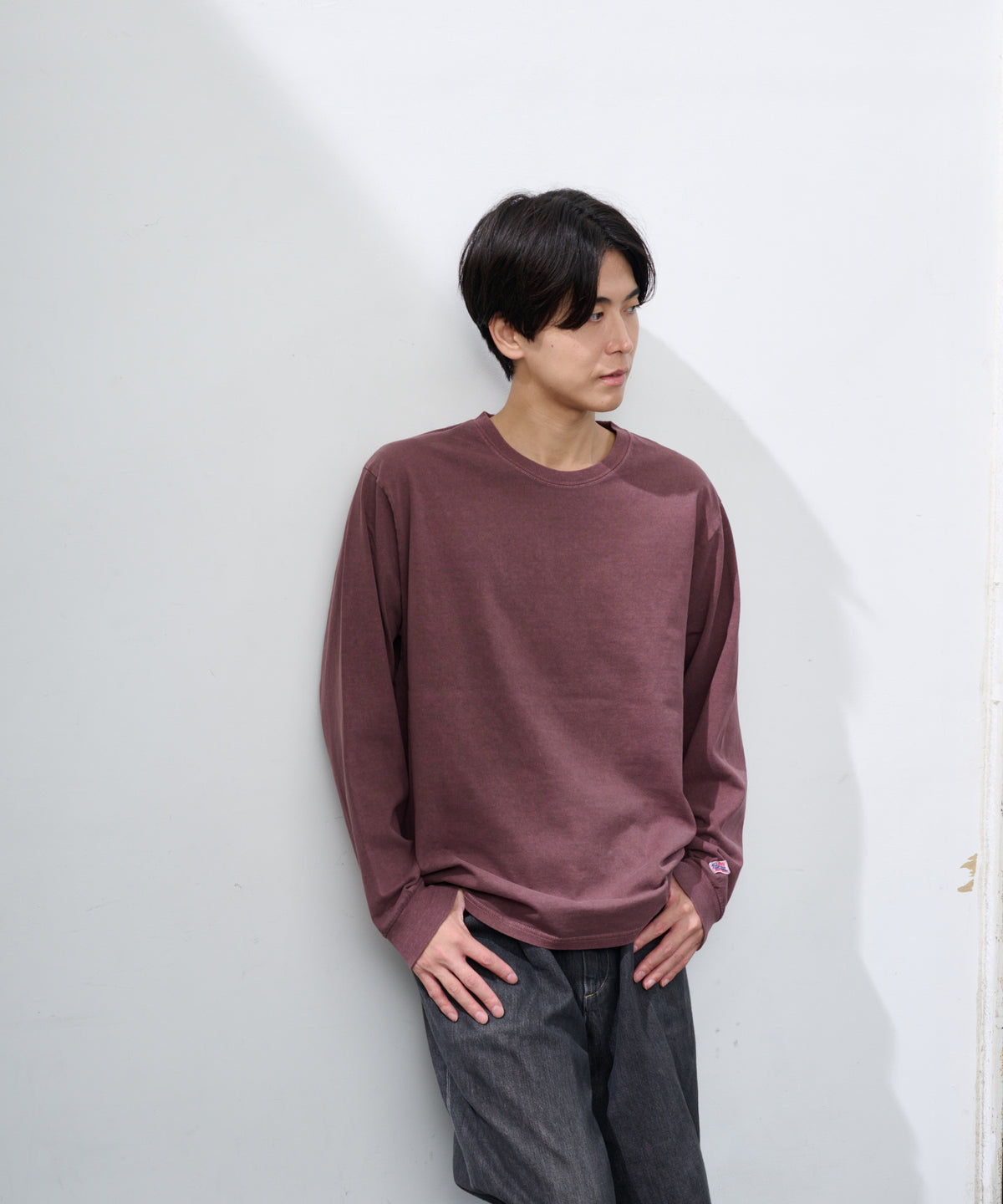 天竺ピグメント染めクルーネックL/S-T #JG056-52S