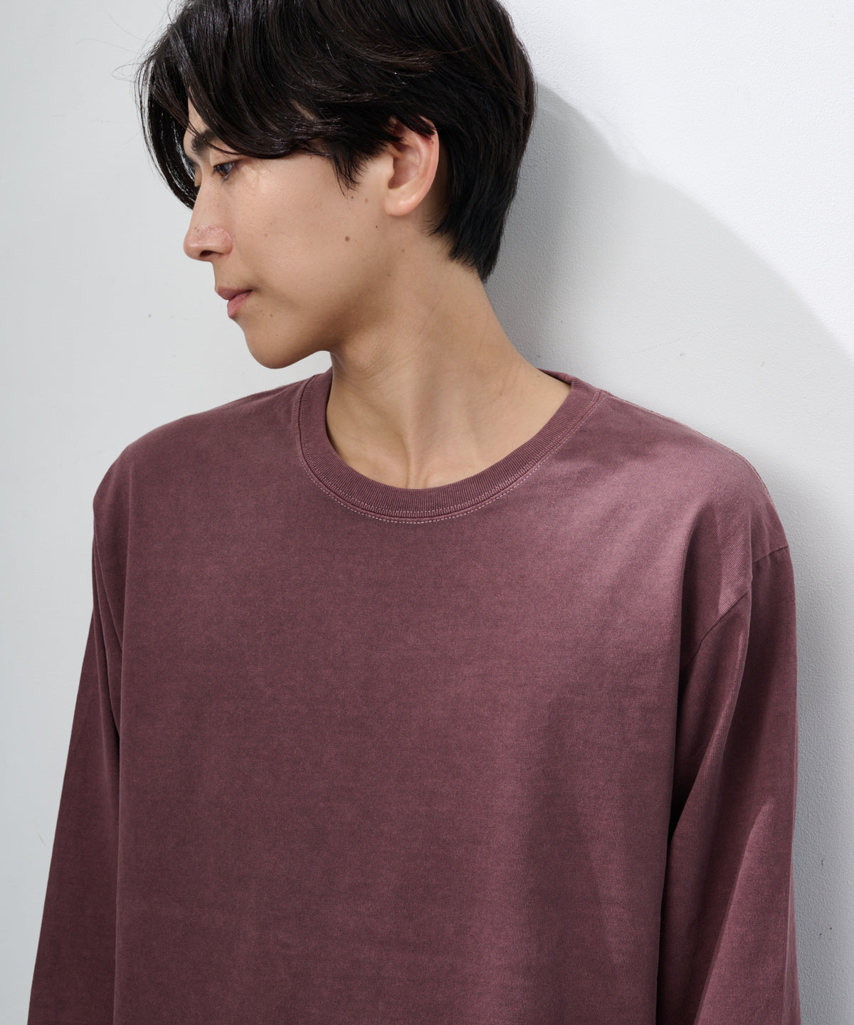 天竺ピグメント染めクルーネックL/S-T #JG056-52S