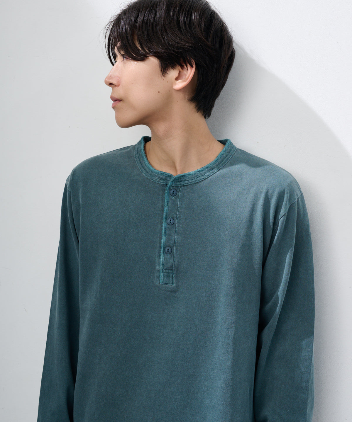 天竺ピグメント染めヘンリーネックL/S-T #JG157-52S