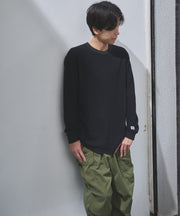 ダブルフェイスハニカムクルーネックL/S-T