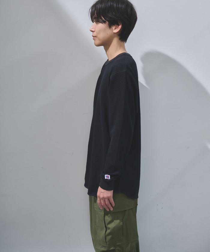 ダブルフェイスハニカムクルーネックL/S-T