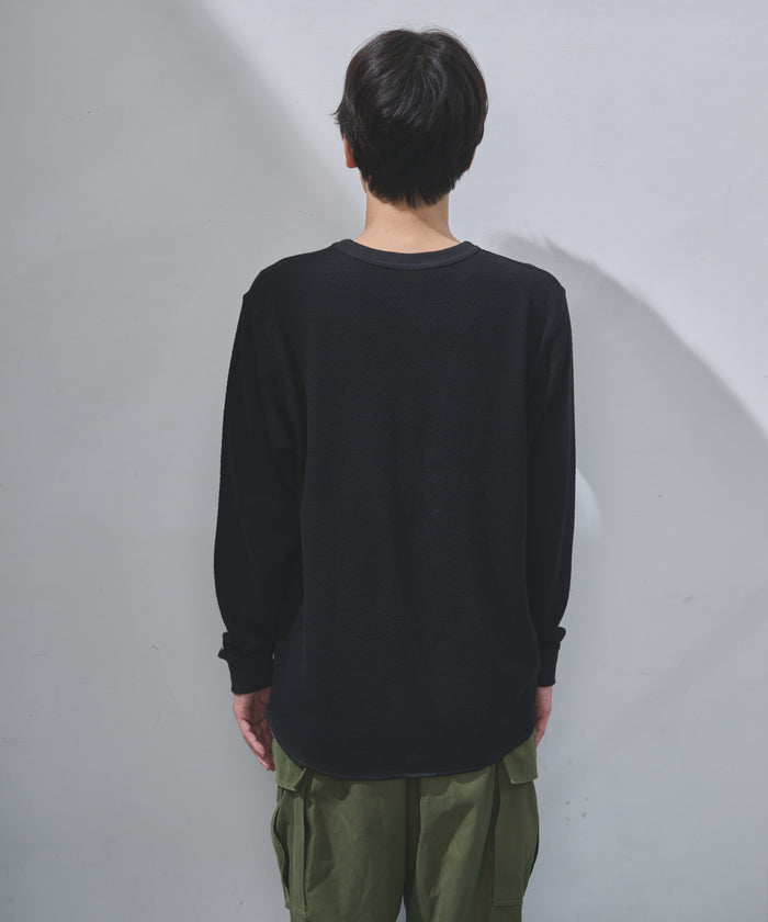 ダブルフェイスハニカムクルーネックL/S-T
