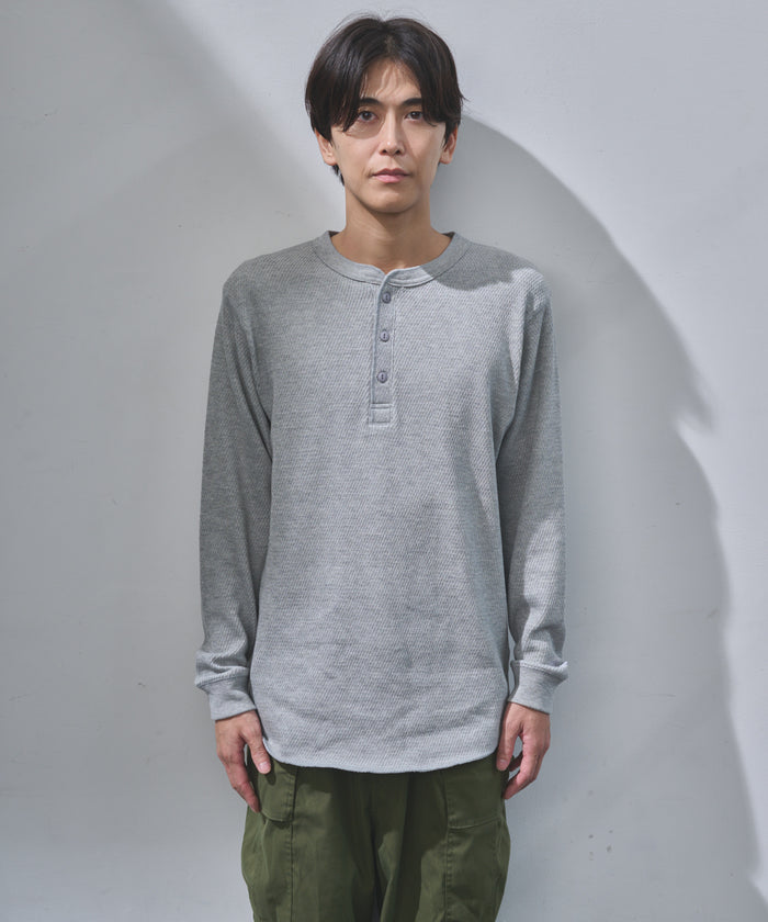 ダブルフェイスハニカムヘンリーネックL/S-T