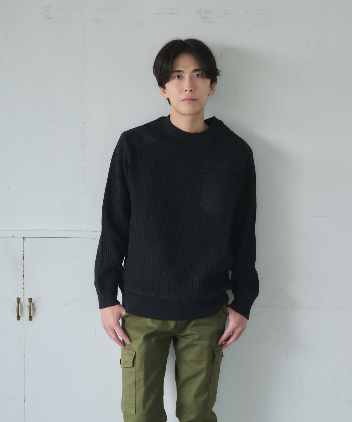 【NEW】ビッグワッフルコンバットクルーネック #JF008-52S