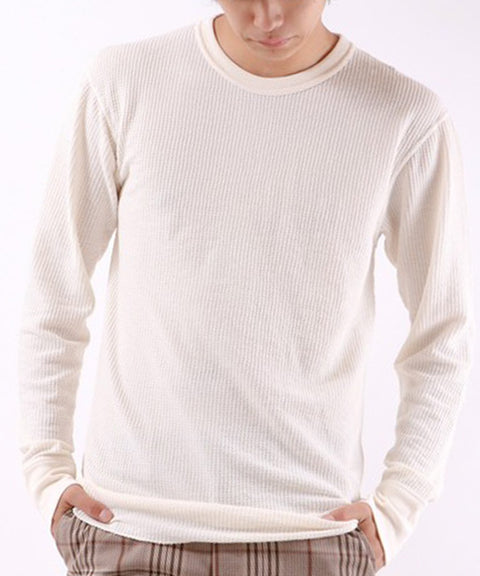 【定番パックＴ】ワッフルクルー長袖Ｔ（パック入り） #JC088