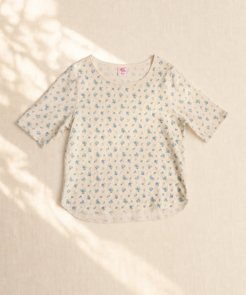 【2026SS New】花柄ワッフルハーフスリーブクルー（パック入り） #JG045-29S