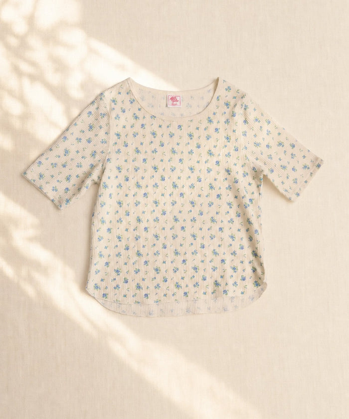 【2026SS New】花柄ワッフルハーフスリーブクルー（パック入り） #JG045-29S