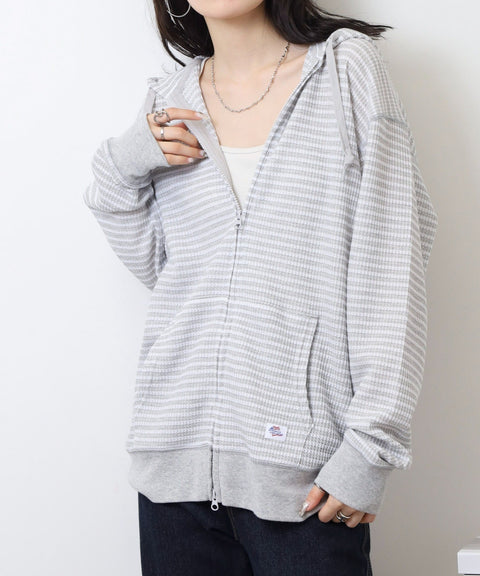 【2025SS 新作】ワッフル ボーダーZIPパーカ #JF604