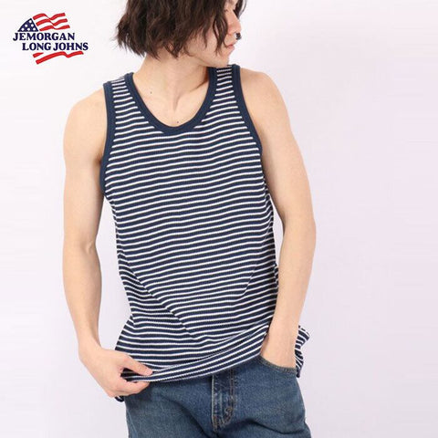 【新柄】ワッフルボーダータンクトップ（パック入り） #JC761