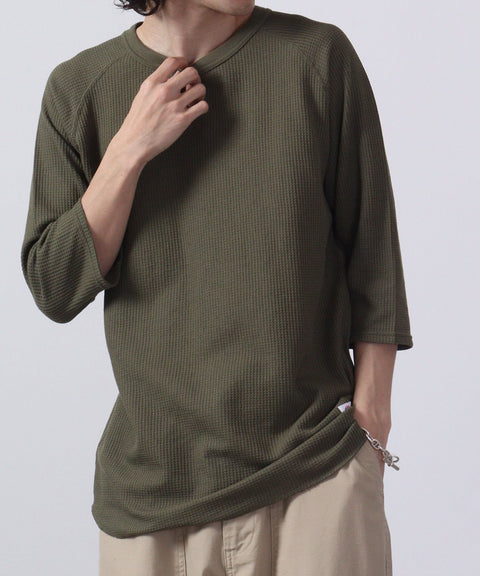ワッフル7分袖クルー #JD009