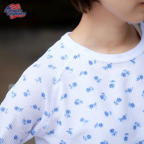 【人気定番】ワッフルラグラン青花柄長袖Ｔ（パック入り）  #JC091