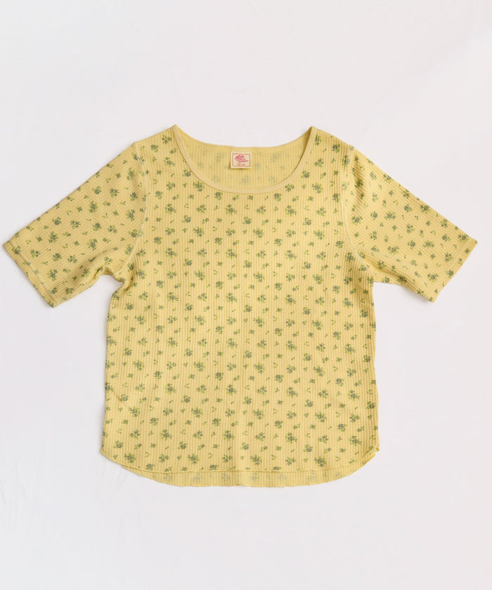 【2026SS New】ピグメント染め花柄ワッフルハーフスリーブクルー（パック入り） #JG047-29S