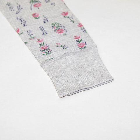 【人気定番】ワッフルラグラン花柄長袖Ｔ（パック入り）  #JC090