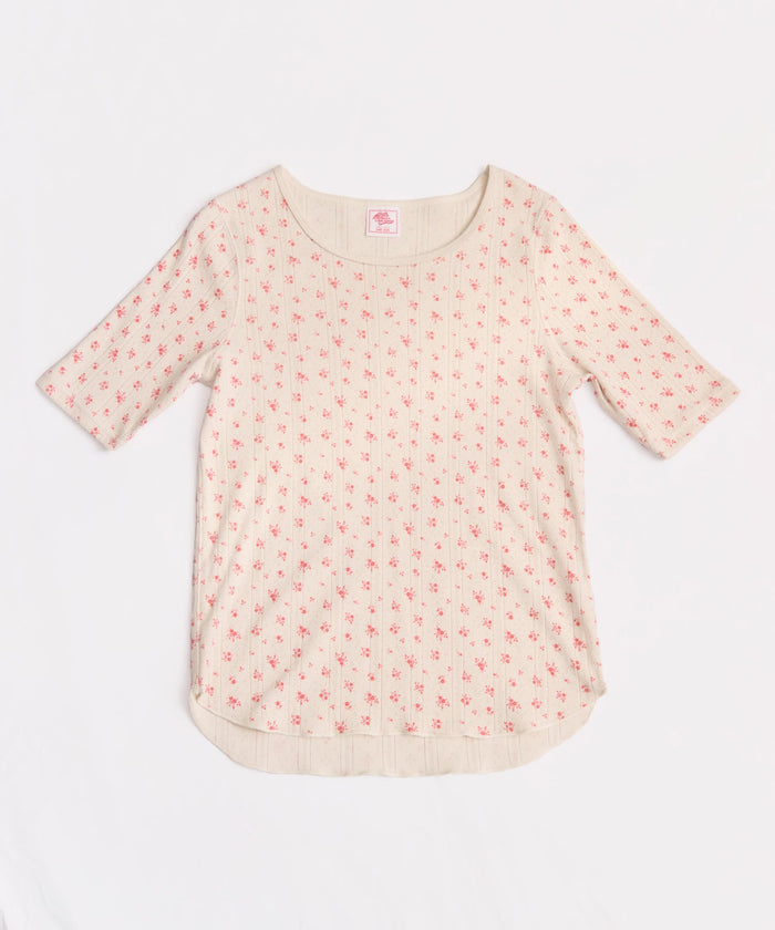 【2026SS New】アイレットリブ花柄ハーフスリーブクルー（パック入り） #JG049-29S