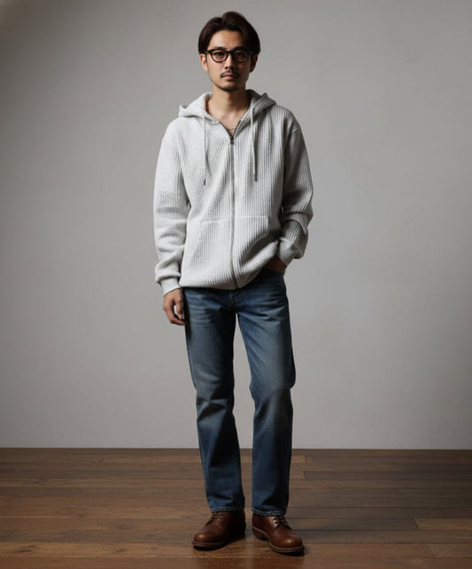 【新入荷】ビッグワッフル　フルジップパーカー #JF605-52S
