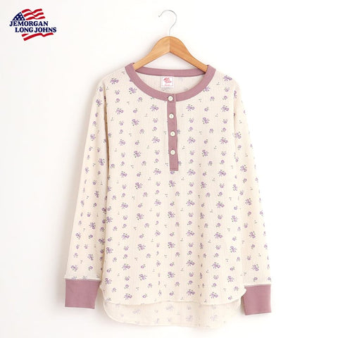 【JEMORGAN】花柄クレリックヘンリー L/S Tee #JE130