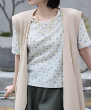 【2026SS New】花柄ワッフルハーフスリーブクルー（パック入り） #JG045-29S
