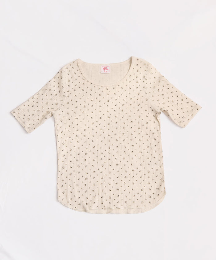 【2026SS New】アイレットリブ花柄ハーフスリーブクルー（パック入り） #JG049-29S