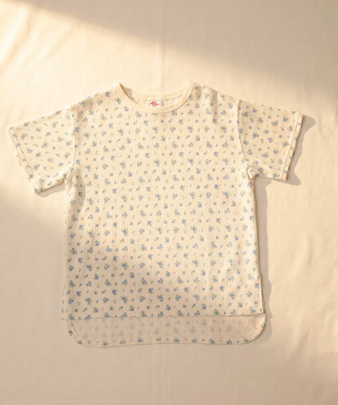 【夏物No.1】ワッフル花柄半袖＆ショーツ上下セット（ポーチ付き） #JD563-29S