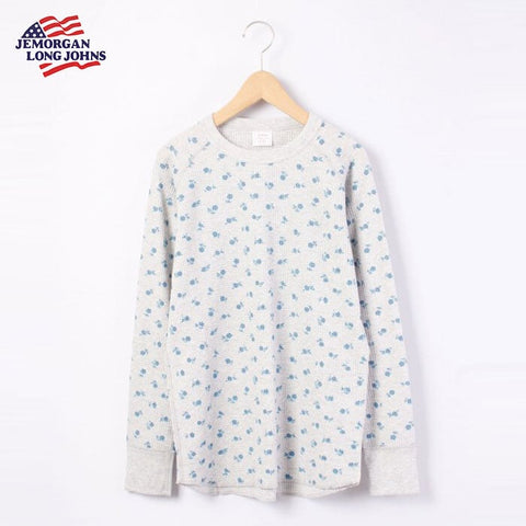 【人気定番】ワッフルラグラン青花柄長袖Ｔ（パック入り）  #JC091