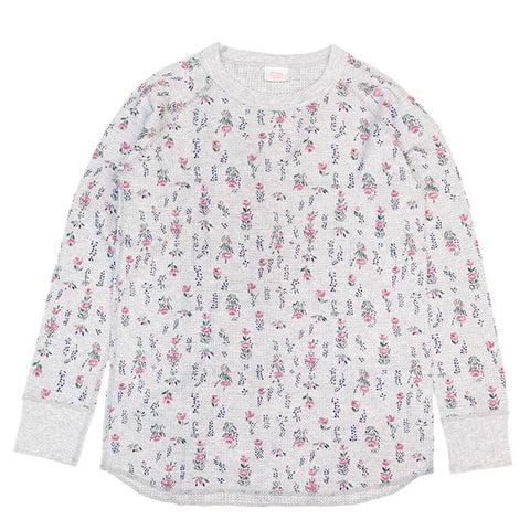 【人気定番】ワッフルラグラン花柄長袖Ｔ（パック入り）  #JC090