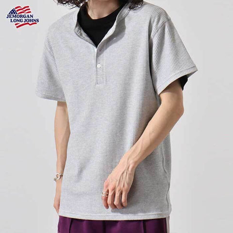 【人気アイテム】ワッフルヘンリーネック半袖Ｔ（パック入り） #JE197