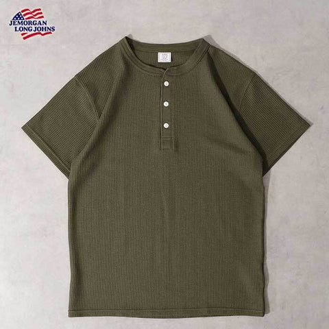 【人気アイテム】ワッフルヘンリーネック半袖Ｔ（パック入り） #JE197