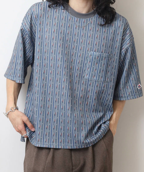 【2025夏 新作】ワッフル 総柄 クルーネック S/S T #JF035