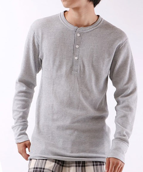 【定番】ワッフルヘンリー長袖Ｔ（パック入り） #JC189